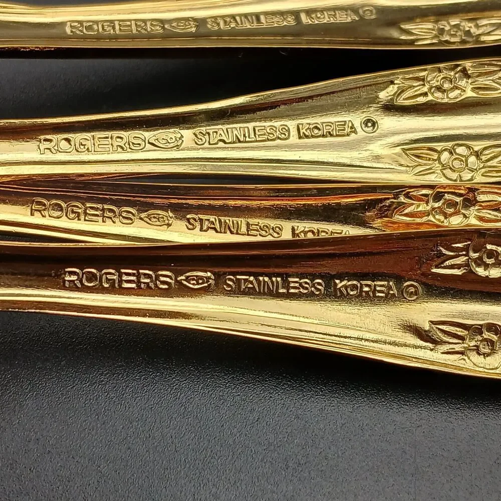 Vtg ROGERS Golden Dream Rose 20 pcs GOLD Electroplate Flatware Set 4 Places NEW